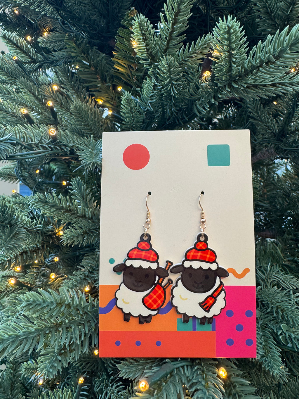 Highland Sheep Christmas Earrings