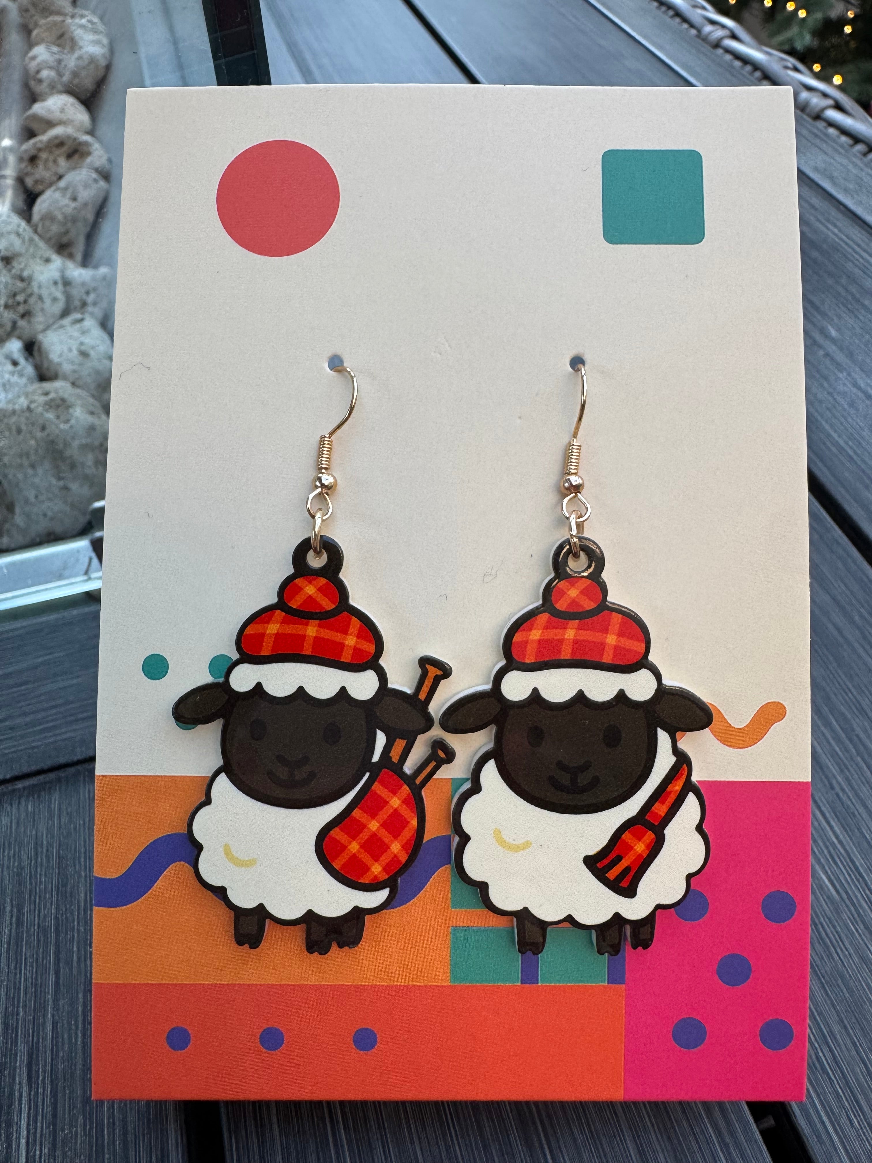 Highland Sheep Christmas Earrings