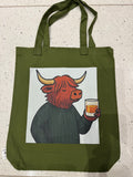 Highland Spirit Canvas Tote Bag-Dark Moss Green