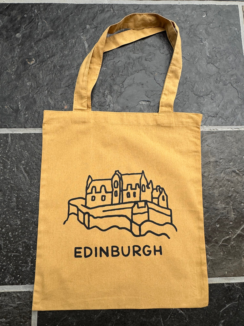 Edinburgh Castle Cotton Tote Bag-Beige Khaki