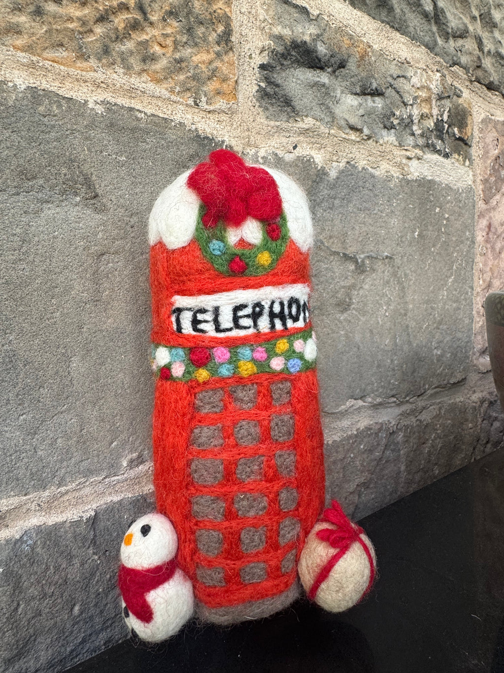 Handmade Wool Felt British Telephone Box Christmas Decoration