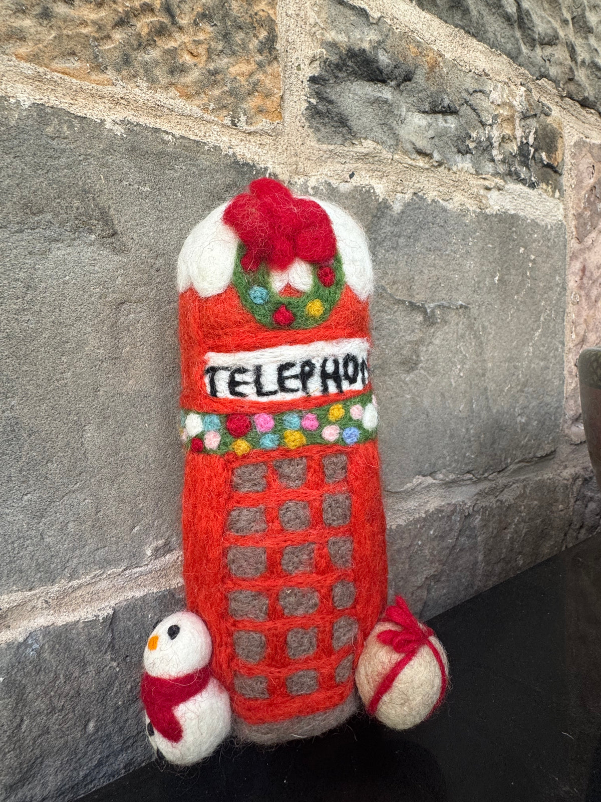 Handmade Wool Felt British Telephone Box Christmas Decoration