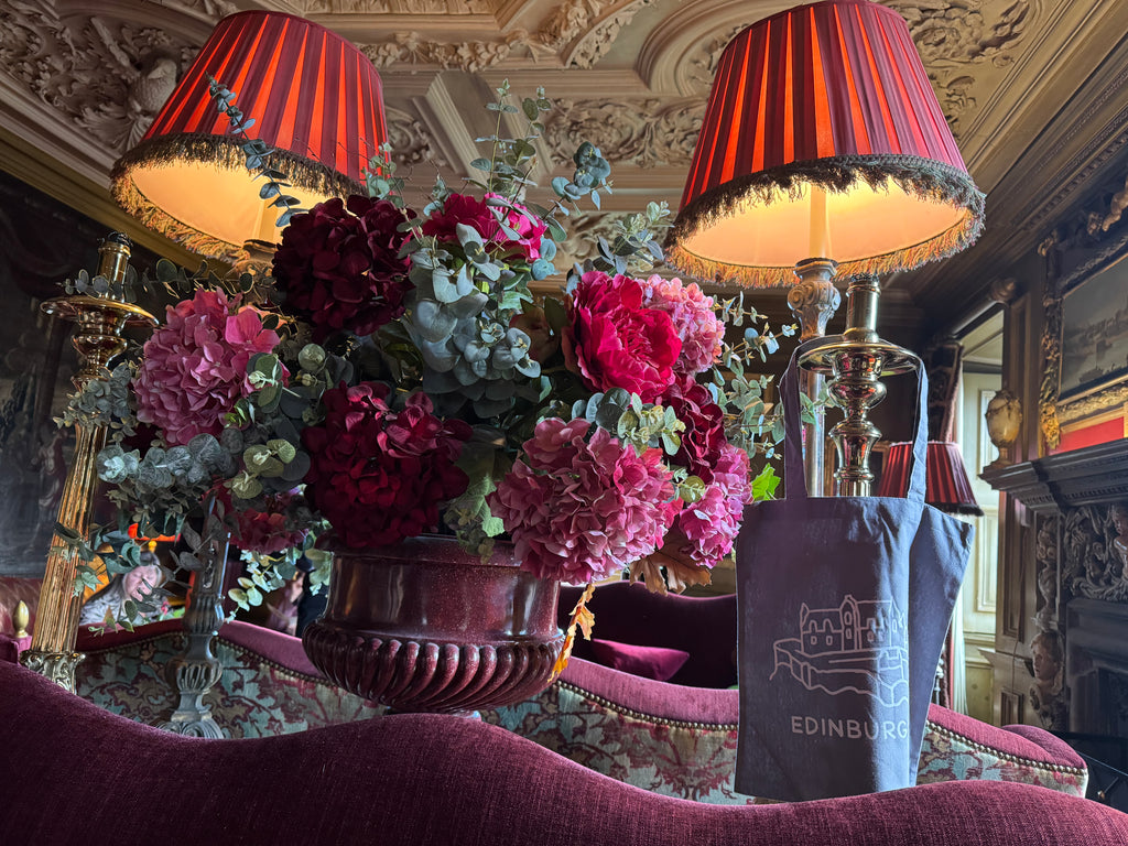 Edinburgh Castle Cotton Tote Bag- Stone Grey