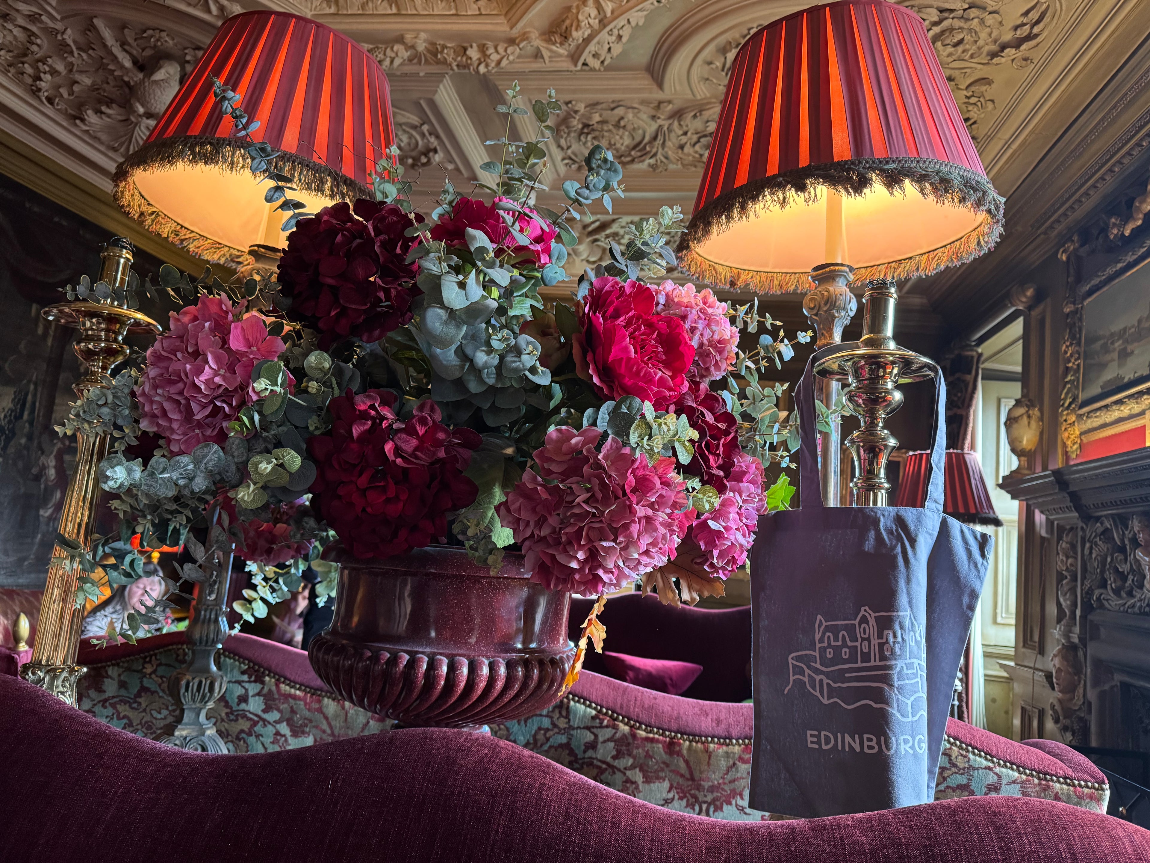 Edinburgh Castle Cotton Tote Bag- Stone Grey