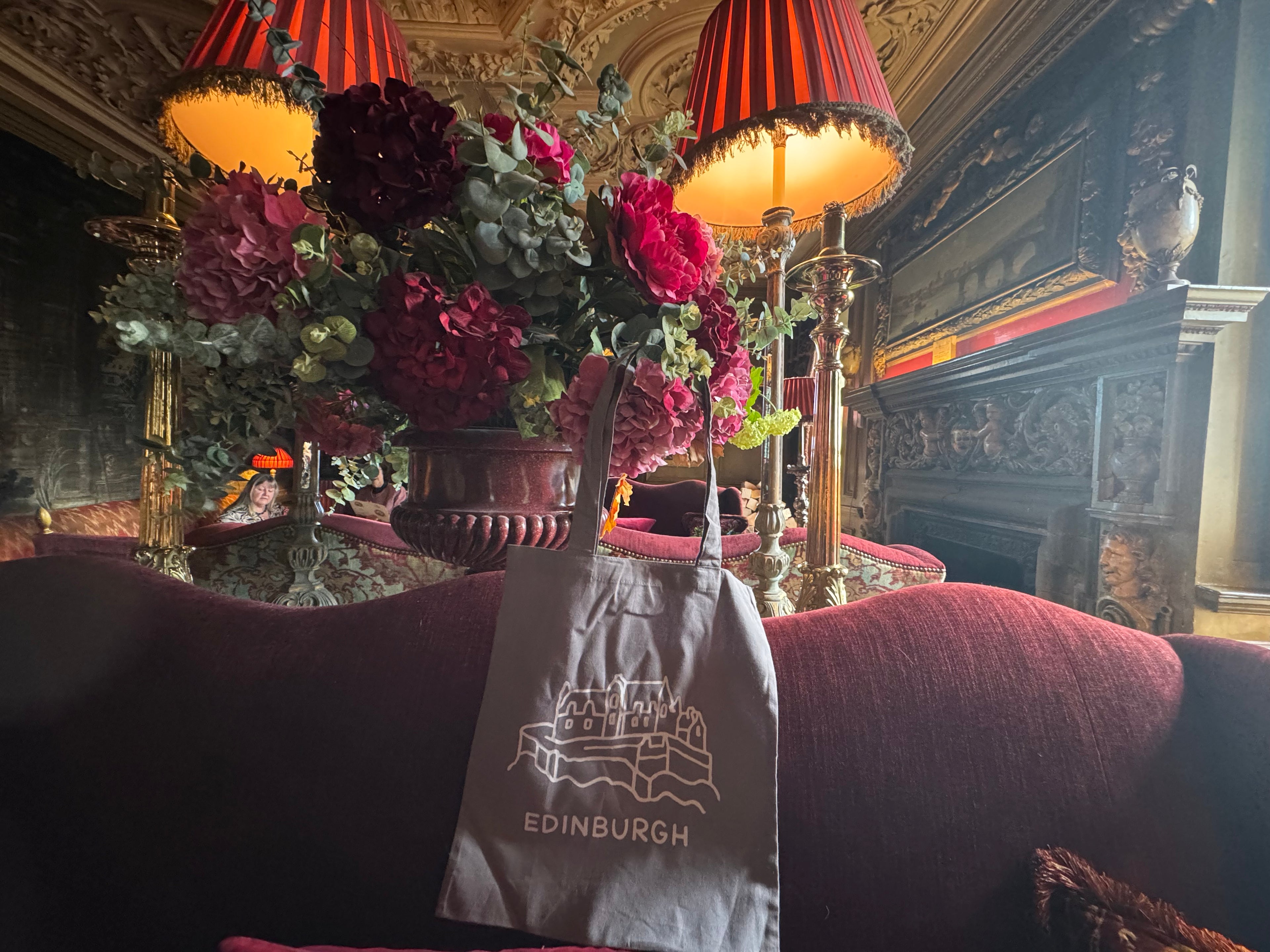 Edinburgh Castle Cotton Tote Bag- Stone Grey