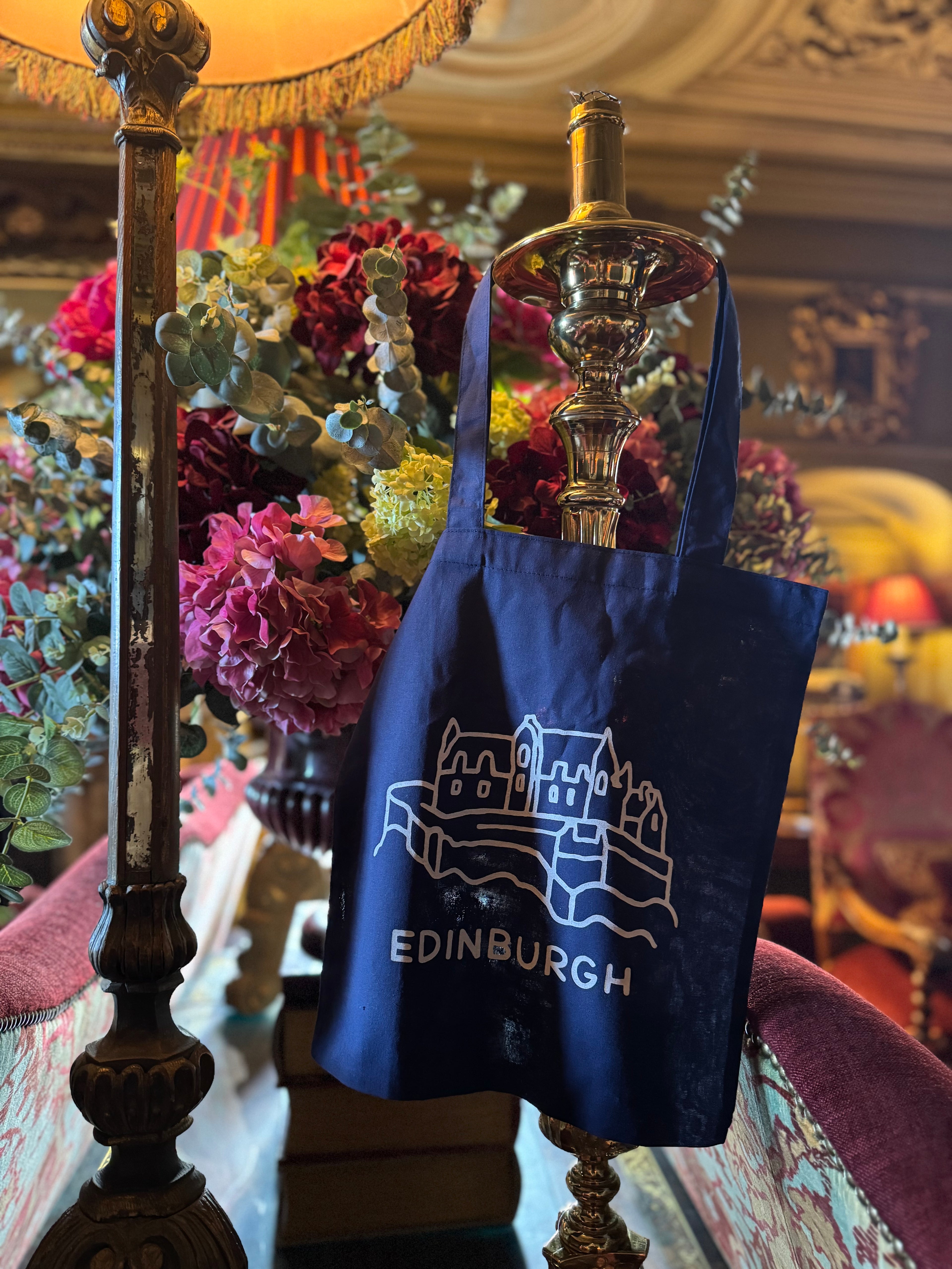 Edinburgh Castle Cotton Tote Bag-Midnight Blue