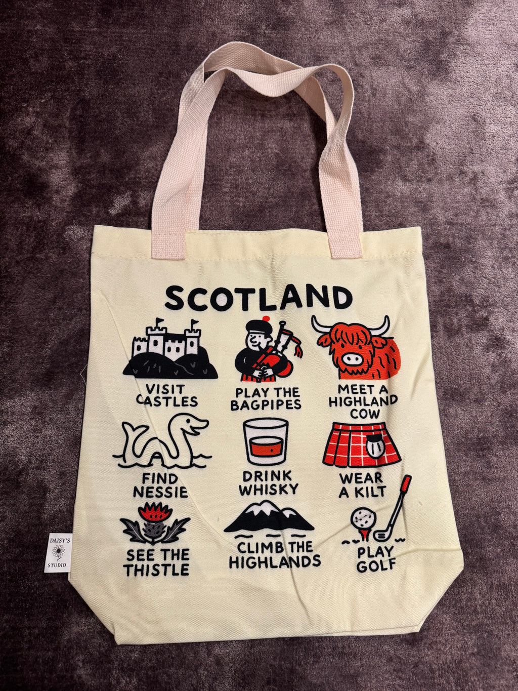 Scottish Icons Cotton Tote Bag- Golf
