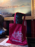 Edinburgh Castle Cotton Tote Bag-Burgundy