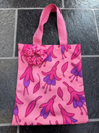 Fuchsia Flower Canvas Tote Bag – Cute Cartoon Floral Design Matching Gift Set Available