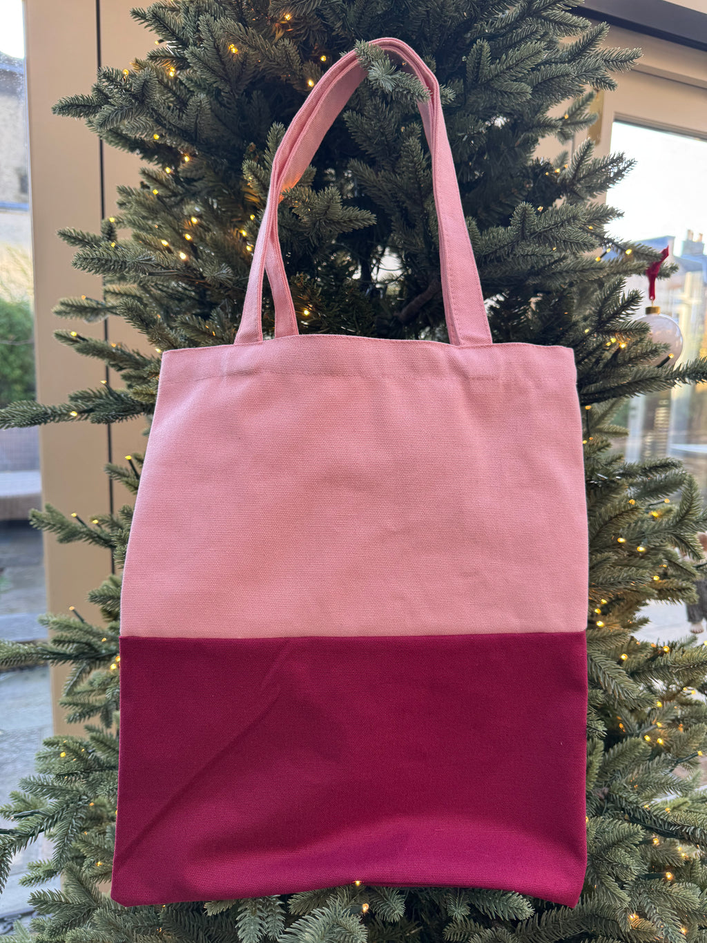 Two-Tone Pink Canvas Tote Bag