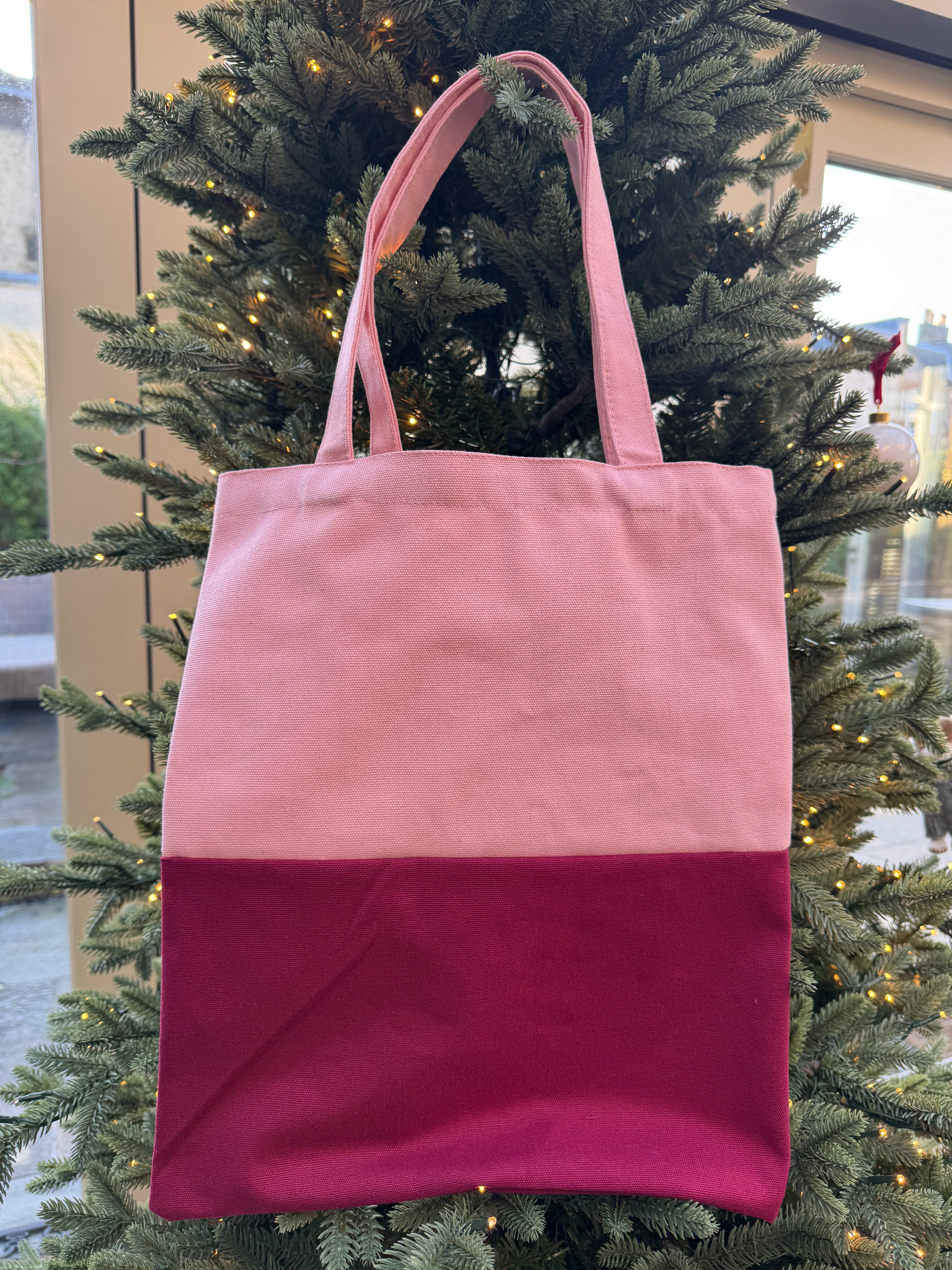 Two-Tone Pink Canvas Tote Bag