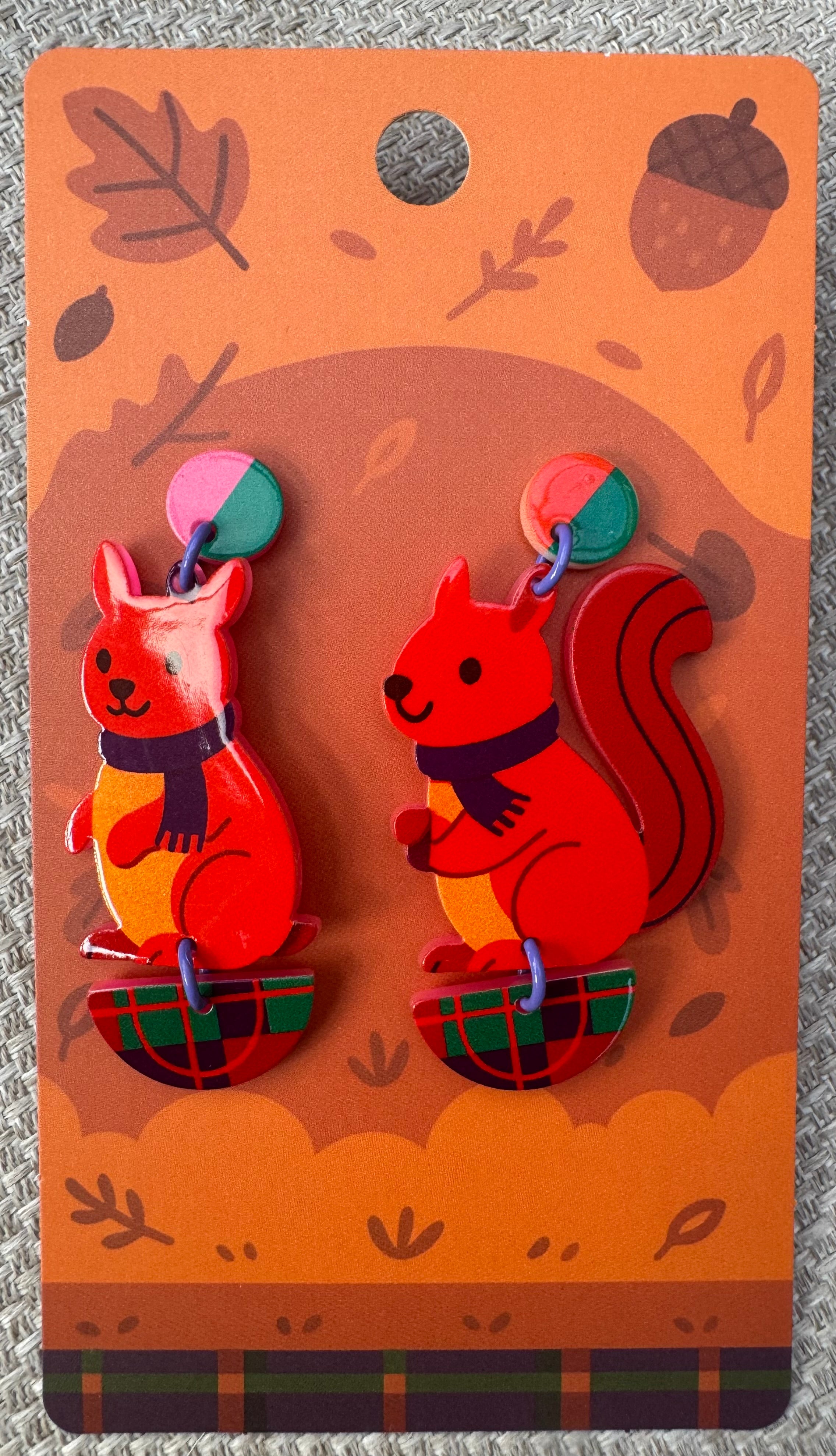 Red Squirrel Autumn Earrings