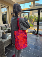 Highland Cow Canvas Tote Bag-rose red