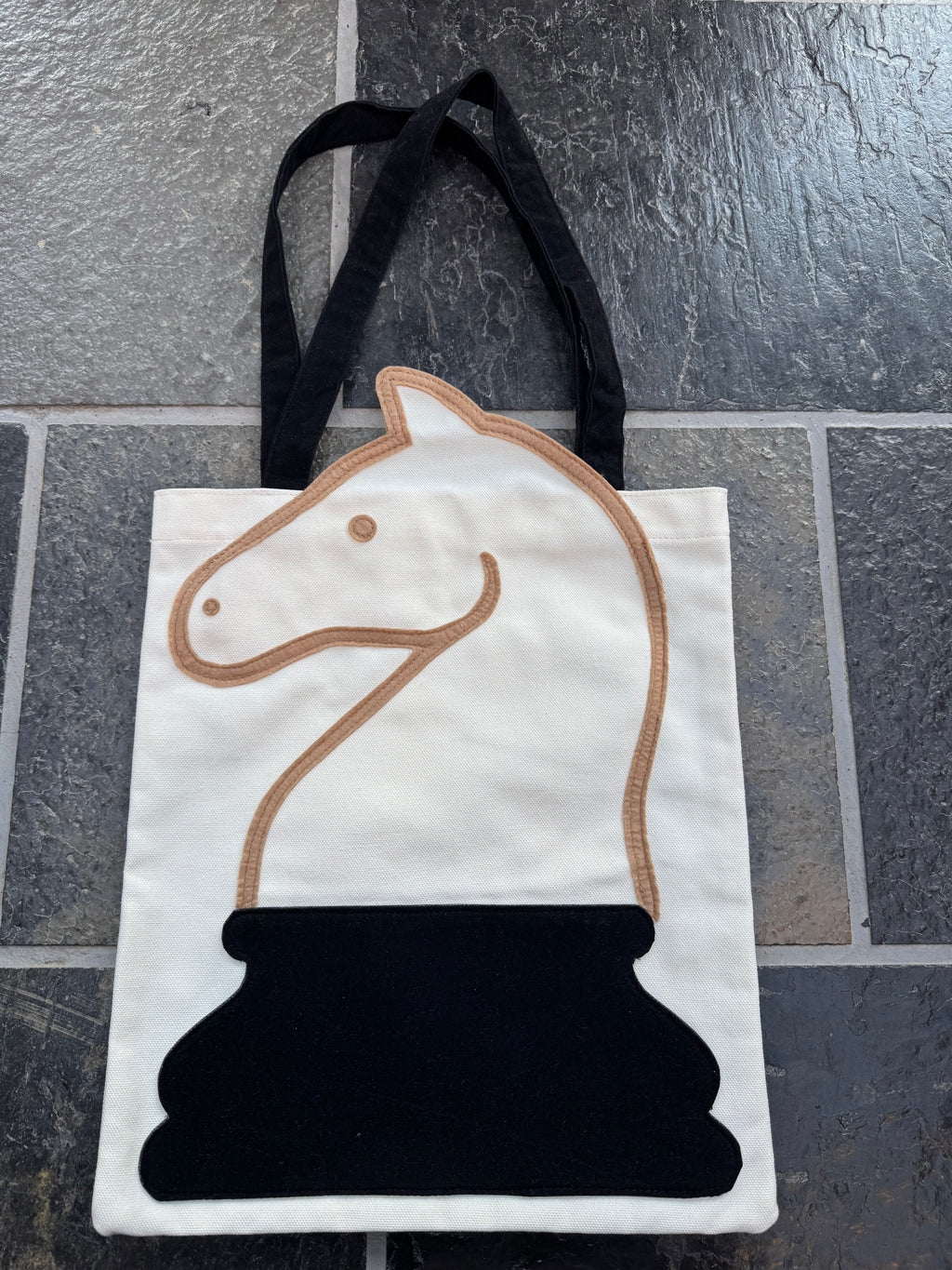 Knight-Inspired Thick Canvas Tote Bag – Unique Chess Piece Design