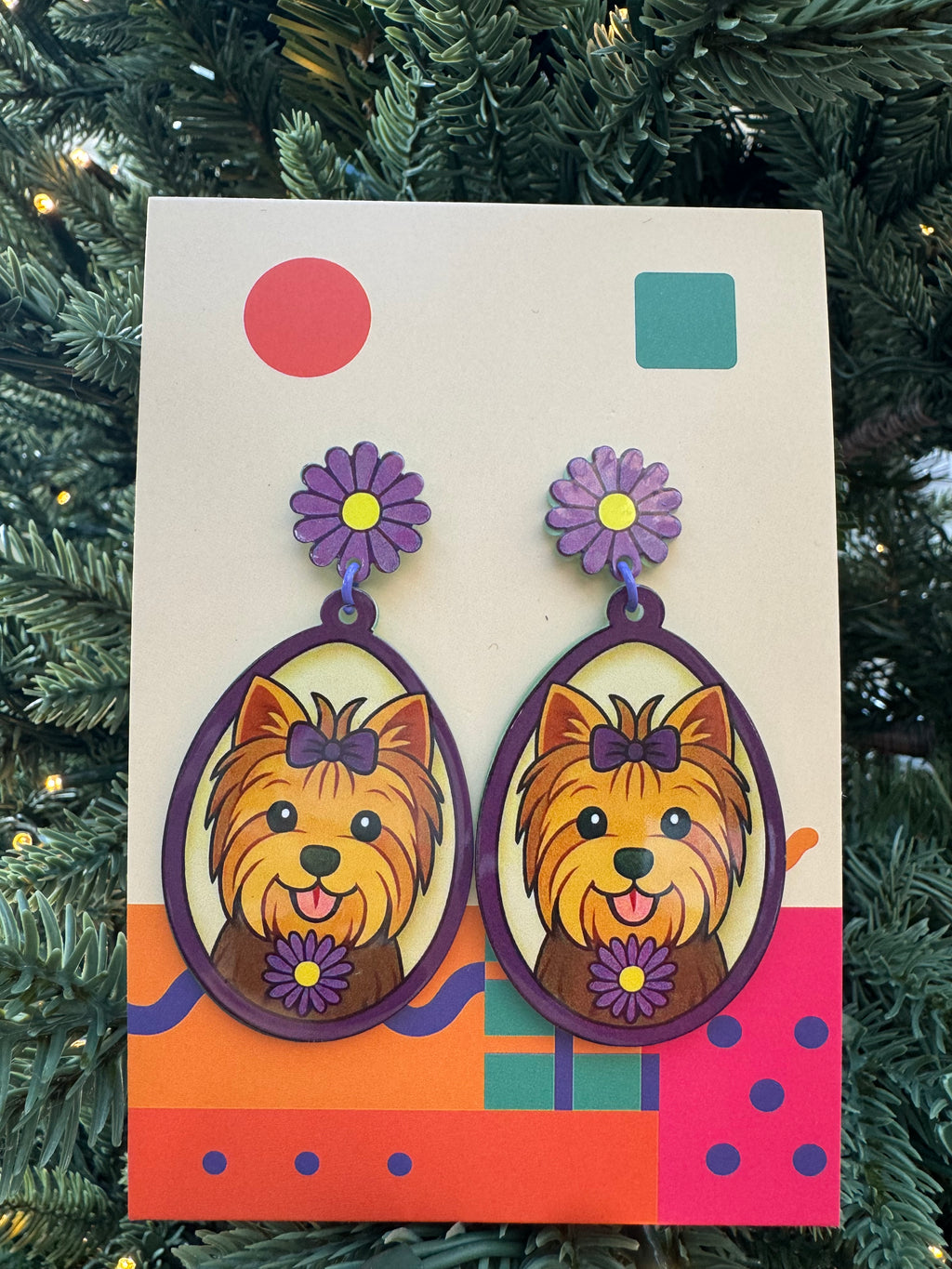 Daisy Yorkie Puppy earrings