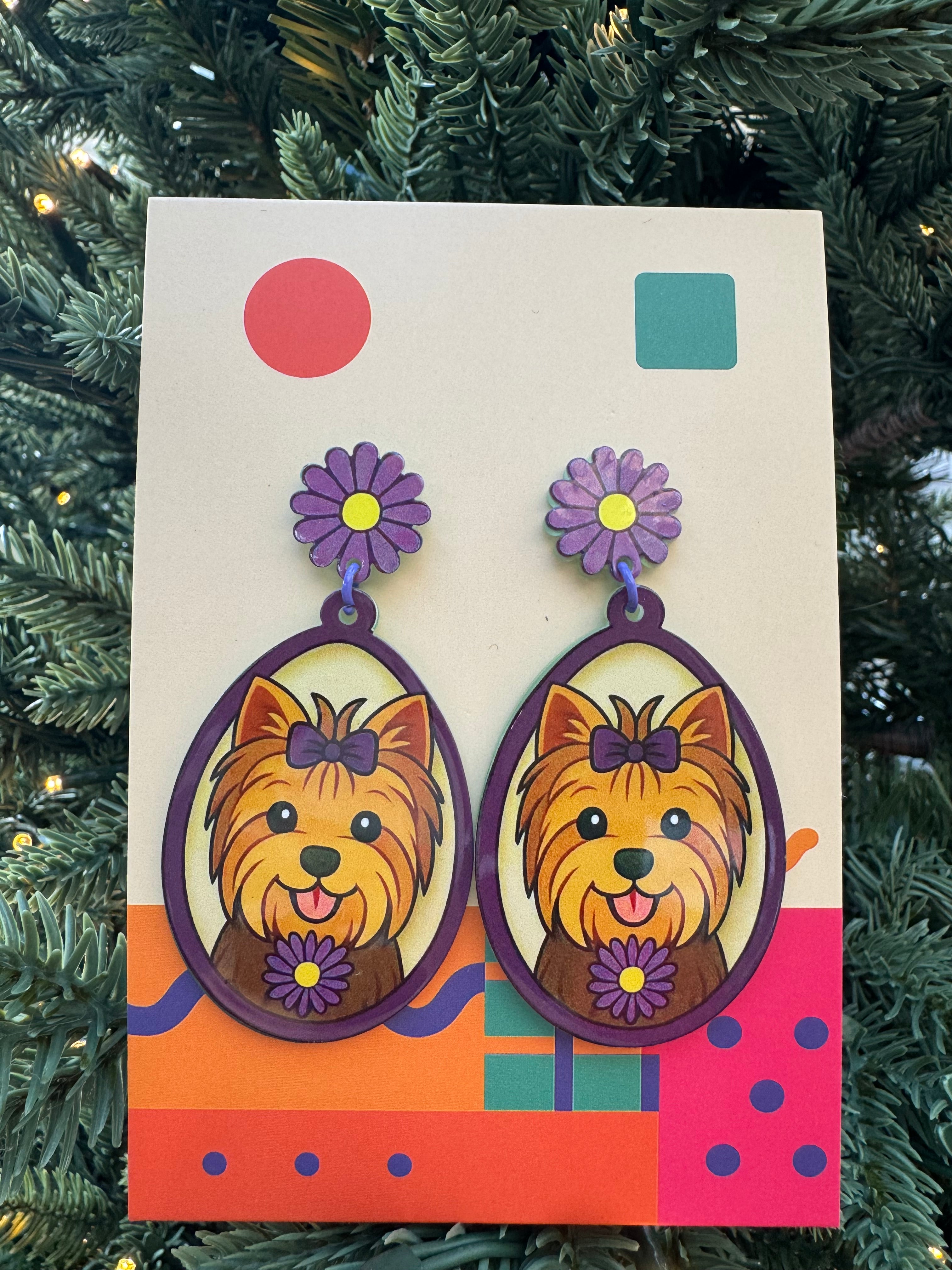 Daisy Yorkie Puppy earrings