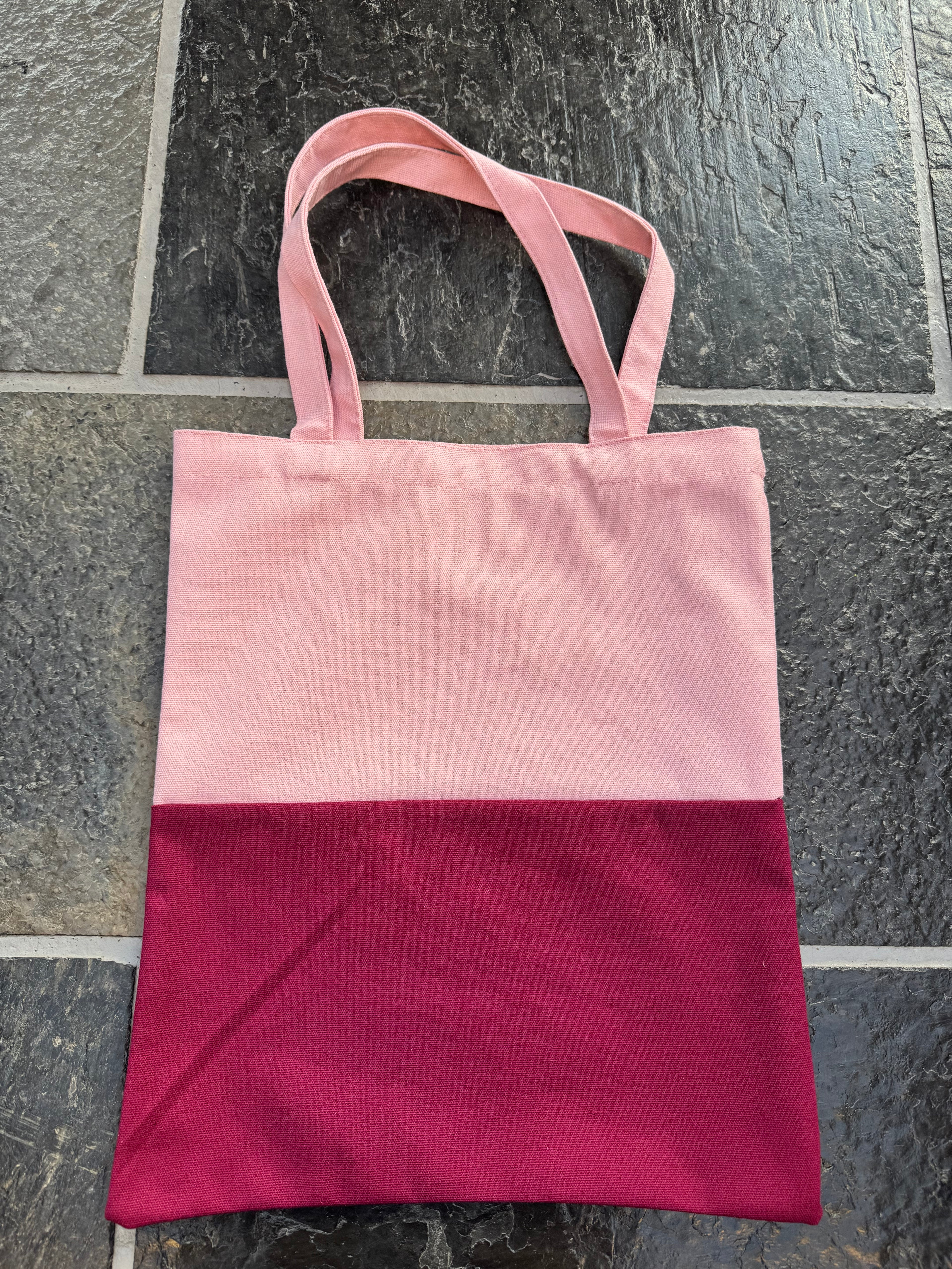 Two-Tone Pink Canvas Tote Bag
