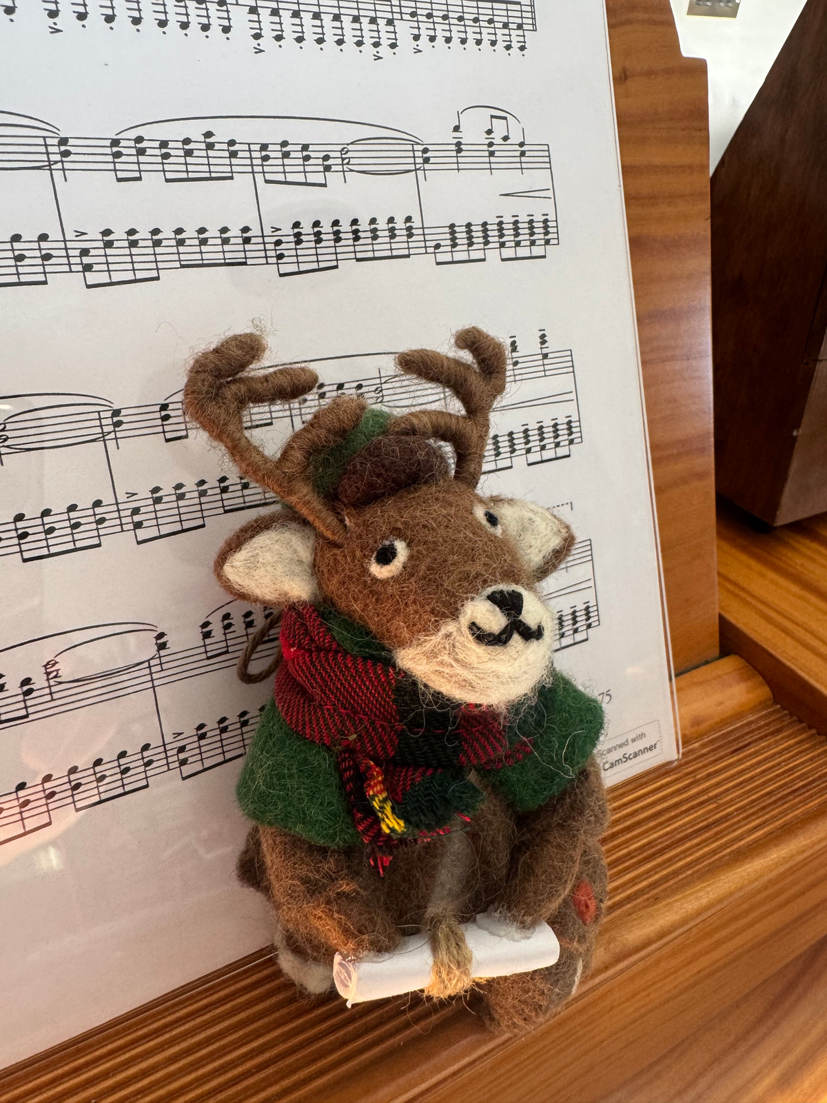 Handmade Wool Felt Highland Deer Postman Christmas Ornament