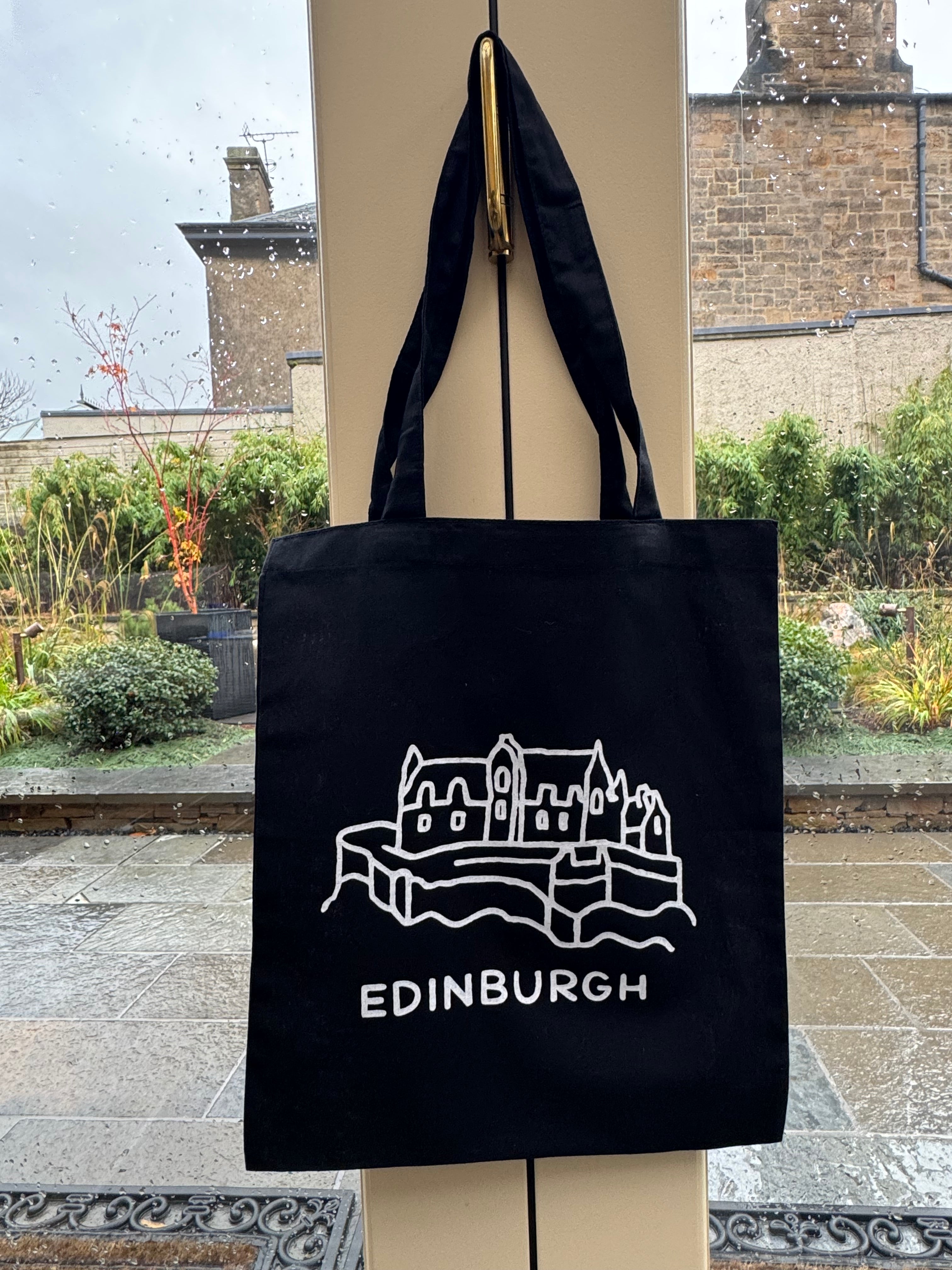 Edinburgh Castle Cotton Tote Bag-Midnight Black