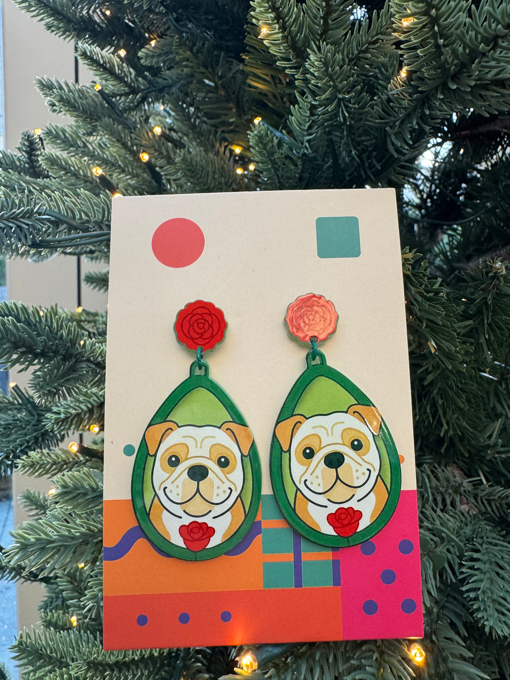 Bulldog Rose Drop Earrings