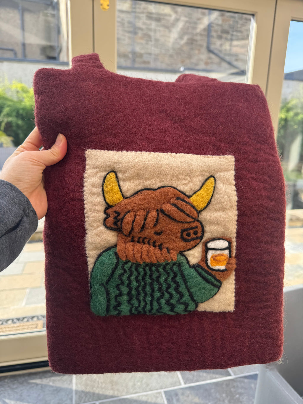 Highland Cow Felt Tote Bag