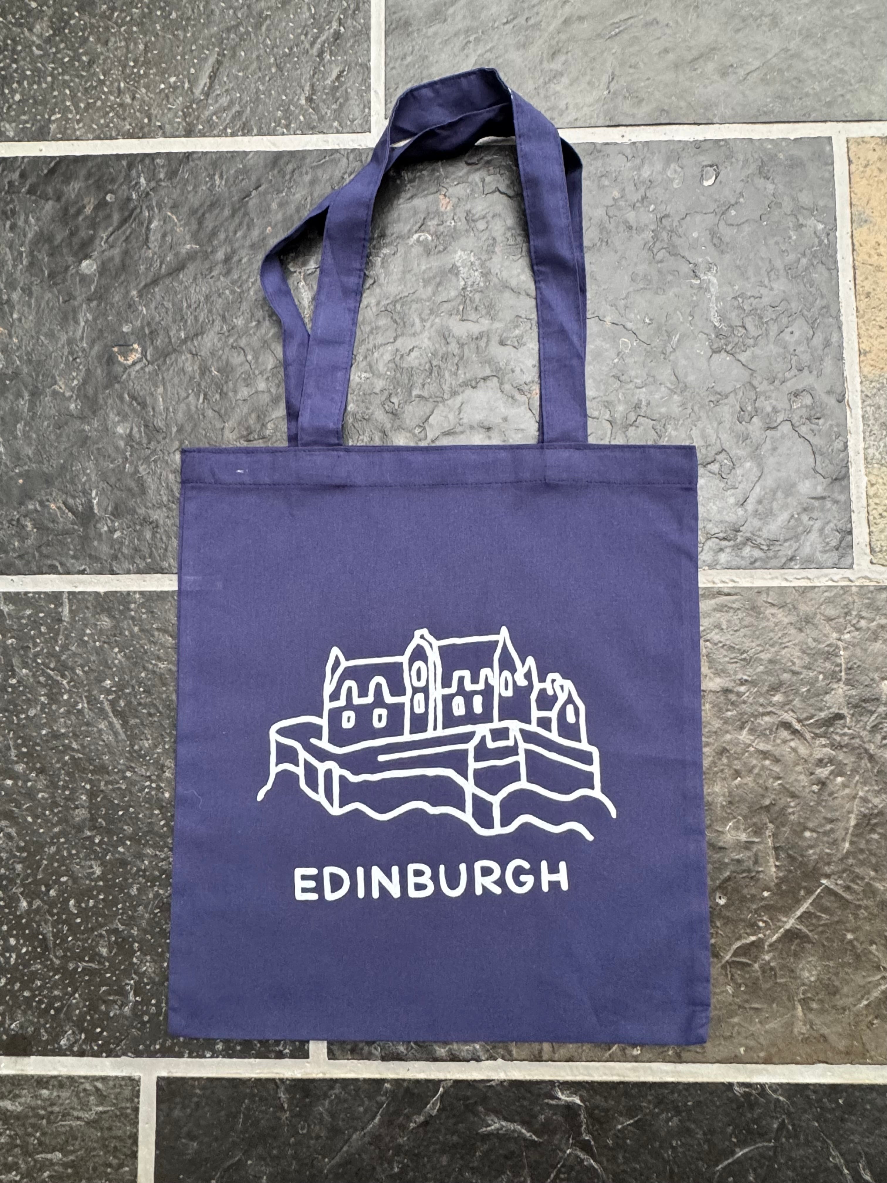 Edinburgh Castle Cotton Tote Bag-Midnight Blue