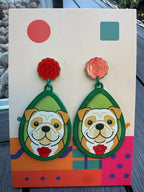 Bulldog Rose Drop Earrings