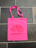 Edinburgh Castle Cotton Tote Bag-Rose and Berry
