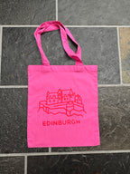 Edinburgh Castle Cotton Tote Bag-Rose and Berry