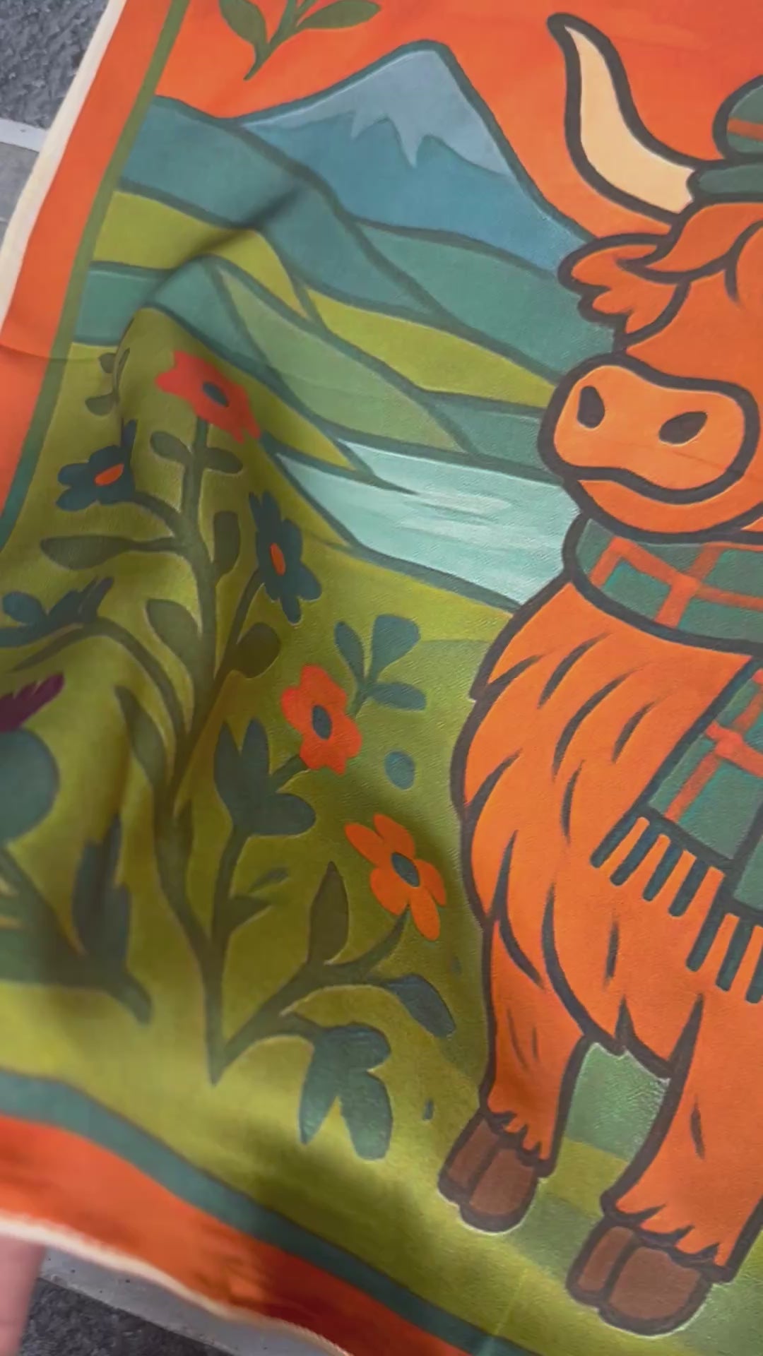 Highland Cow 100% Silk Scarf