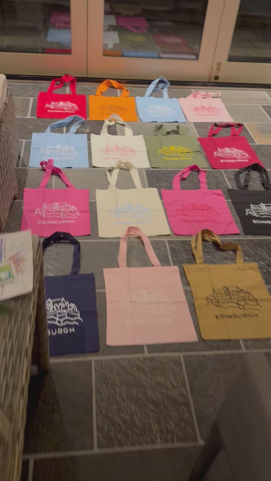 Edinburgh Castle Cotton Tote Bag-Pink and White